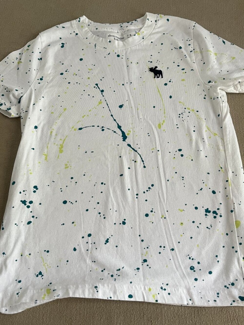 Abercrombie Kids Girls White & Blue Short Sleeves T-shirt Size 7/8 Like New
